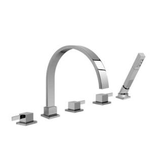 Graff G-6251-LM39B-PC Qubic Tre 8 1/2" Double Handle Widespread/Deck Mounted Roman Tub Faucet with Hand Shower in Chrome