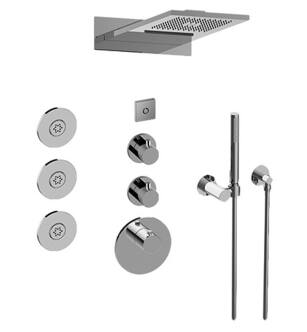 Graff GL3.124SE-RH0-PC Aqua-Sense M-Series Wall Mount Full LED Thermostatic Shower System with Round Lever Handle