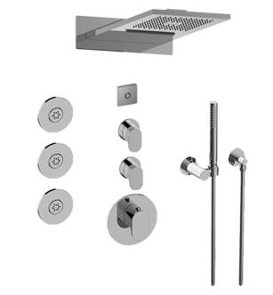 Graff GL3.124SE-LM44E0-PC Aqua-Sense M-Series Wall Mount Full LED Thermostatic Shower System with Lever Handle