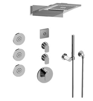 Graff GL3.124SE-LM42E0-PC Aqua-Sense M-Series Wall Mount Full LED Thermostatic Shower System with Lever Handle