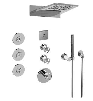 Graff GL3.124SE-C19E0-PC Aqua-Sense M-Series Wall Mount Full LED Thermostatic Shower System with Cross Handle