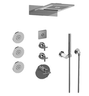 Graff GL3.124SE-C17E0-PC Aqua-Sense M-Series Wall Mount Full LED Thermostatic Shower System with Cross Handle