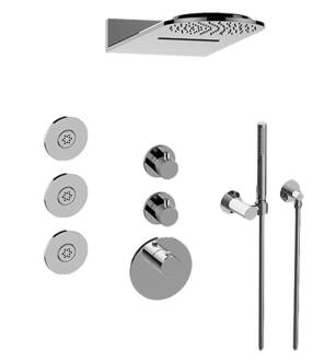 Graff GL3.123SE-RH0-PC Aqua-Sense M-Series Wall Mount Full Thermostatic Shower System with Round Lever Handle