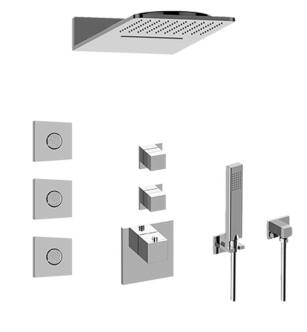 Graff GM3.123SE-SH0-PC Aqua-Sense M-Series Wall Mount Full Thermostatic Shower System with Square Lever Handle in Chrome