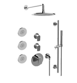 Graff GL3.112SH-LM59E0-PC Sento M-Series Wall Mount Full Thermostatic Shower System with Lever Handle in Chrome