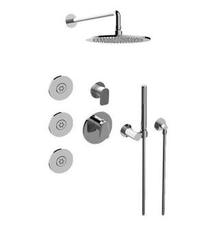 Graff GL2.122SG-LM59E0-PC Sento M-Series Wall Mount Full Thermostatic Shower System with Lever Handle in Chrome