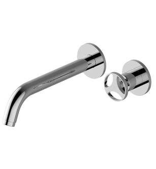 Graff G-11436-C19-PC Harley 2 3/4" Two Hole Wall Mount Bathroom Sink Faucet with C19 Wheel Handle in Chrome