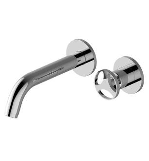 Graff G-11435-C19-PC Harley 2 3/4" Two Hole Wall Mount Bathroom Sink Faucet with C19 Wheel Handle in Chrome