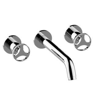 Graff G-11430-C19B-PC Harley 2 3/8" Three Hole Wall Mount Bathroom Sink Faucet with C19B Wheel Handle in Chrome