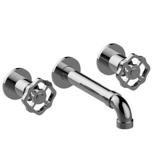 Graff G-11330-C18B-PC Vintage 2 3/8" Three Hole Wall Mount Bathroom Sink Faucet with C18B Cross Handle in Chrome