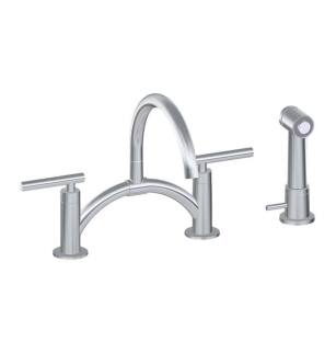 Graff G-5895-LM49-PC Sospiro 7 1/2" Double Handle Bridge/Deck Mounted Pull-Out Bar/Prep Kitchen Faucet with Independent Side Spray in Chrome