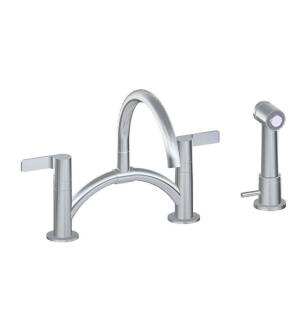 Graff G-5895-LM46B-PC Terra 7 1/2" Double Handle Bridge/Deck Mounted Pull-Out Bar/Prep Kitchen Faucet with Side Spray in Chrome