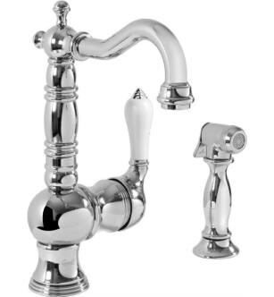 Graff G-5237-LC3-PC Canterbury 5 3/4" Single Handle Deck Mounted Prep Kitchen Faucet with Side Spray in Chrome