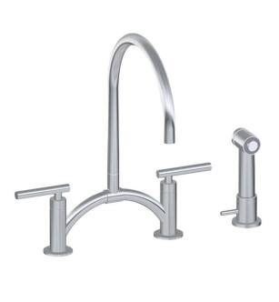 Graff G-4895-LM49-PC Sospiro 9 1/8" Double Handle Bridge/Deck Mounted Pull-Out Kitchen Faucet with Side Spray in Chrome
