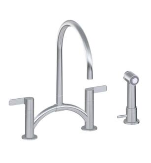 Graff G-4895-LM46B-PC Terra 9 1/8" Double Handle Bridge/Deck Mounted Pull-Out Kitchen Faucet with Side Spray in Chrome