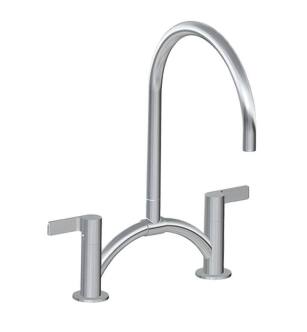 Graff G-4890-LM46B-PC Terra 9 1/8" Double Handle Bridge/Deck Mounted Pull-Out Kitchen Faucet in Chrome