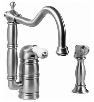 Graff G-4855-LC3-PC Canterbury 9 1/4" Single Handle Deck Mounted Kitchen Faucet with Side Spray in Chrome