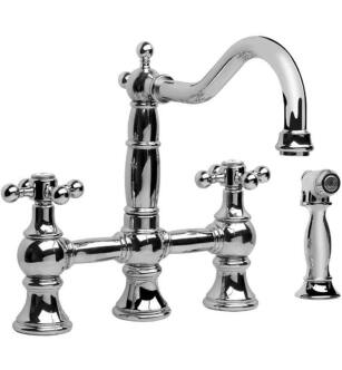 Graff G-4845-C7-PC Canterbury 8 1/2" Double Handle Bridge/Deck Mounted Kitchen Faucet with Side Spray in Chrome