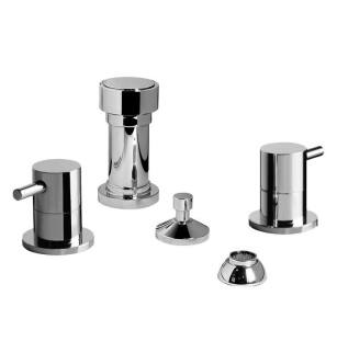Graff G-6162-LM37B-PC M.E. 5" Double Handle Widespread Bidet Faucet Set with Pop-Up Drain in Chrome