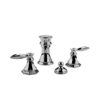 Graff G-1960-LM14-PC Topaz 5 1/4" Double Handle Widespread Bidet Faucet Set with Pop-Up Drain in Chrome