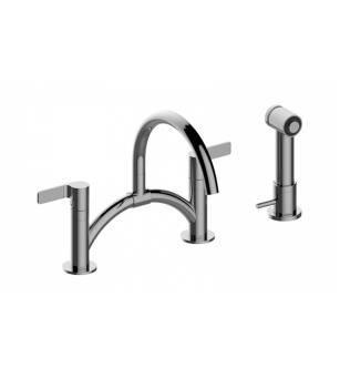Graff G-5895-LM46B-PN Terra 7 1/2" Double Handle Bridge/Deck Mounted Pull-Out Bar/Prep Kitchen Faucet with Side Spray in Polished Nickel