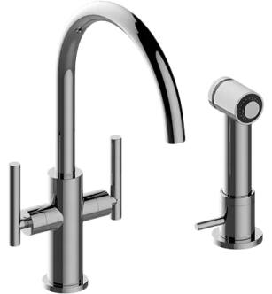 Graff G-5675-LM49K-PN Sospiro 8 3/4" Double Handle Deck Mounted Pull-Out Bar/Prep Kitchen Faucet with Side Spray in Polished Nickel
