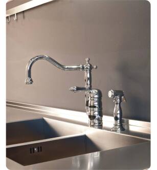 Graff G-5257-LC3-SN Canterbury 5 3/4" Single Handle Deck Mounted Prep Kitchen Faucet with Side Spray in Satin Nickel