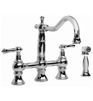 Graff G-4845-LM15-PC Canterbury 8 1/2" Double Handle Bridge/Deck Mounted Kitchen Faucet with Side Spray in Chrome