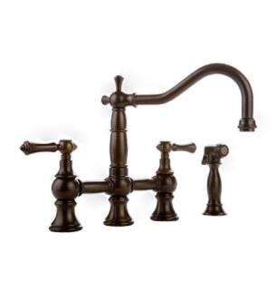 Graff G-4845-LM15-OB Canterbury 8 1/2" Double Handle Bridge/Deck Mounted Kitchen Faucet with Side Spray in Olive Bronze