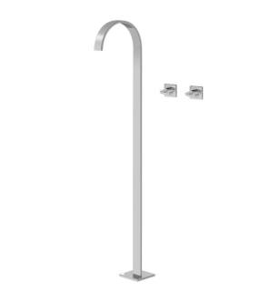 Graff G-1852-C14B-PN Sade 41 1/8" Floor Mounted Tub Filler with Deck Mounted Handles in Polished Nickel