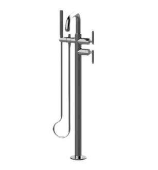 Graff G-11454-LM57B-PB Harley 41 1/4" Floor Mounted Tub Filler with Double LM57B Lever Handle and Handshower