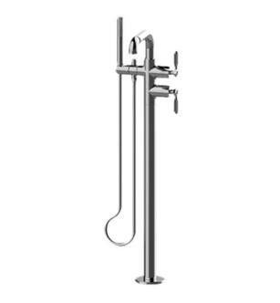 Graff G-11354-LM56B-GM Vintage 40" Floor Mounted Tub Filler with Double LM56B Lever Handle and Handshower
