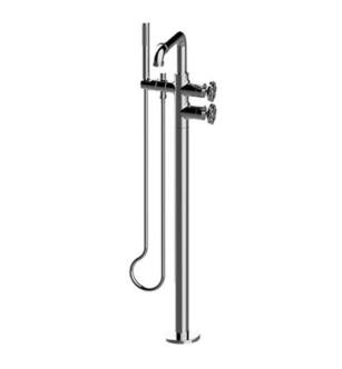 Graff G-11354-C18B-GM Vintage 40" Floor Mounted Tub Filler with Double C18B Round Handle and Handshower