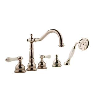 Graff G-2551C-LC1-PN Canterbury 7 7/8" Double Handle Widespread/Deck Mounted Roman Tub Faucet with Porcelain Hand Shower and Diverter in Polished Nickel