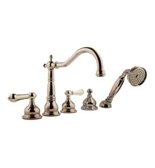 Graff G-2551M-LM34-PN Canterbury 7 7/8" Double Handle Widespread/Deck Mounted Roman Tub Faucet with Metal Hand Shower and Diverter in Polished Nickel