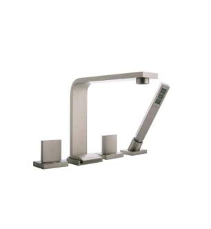 Graff G-3651-C14B-BNI Targa 8 1/8" Double Handle Widespread/Deck Mounted Roman Tub Faucet with Hand Shower in Brushed Nickel