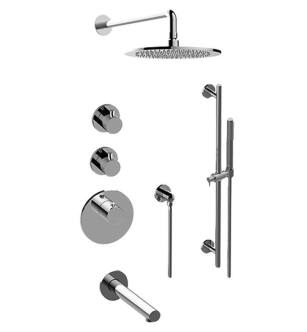 Graff GL3.J12ST-RH0-PC-T M.E./M.E. 25 M-Series Thermostatic Tub and Shower Faucet with Round Knob Handle and Handshower in Chrome - Trim Only