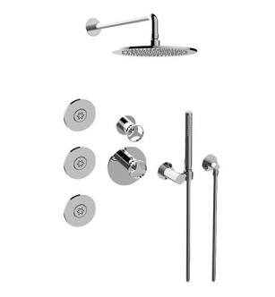Graff GL2.122SG-C19E0-PC-T Harley M-Series Wall Mount Full Thermostatic Shower System with Cross Handle in Chrome - Trim Only