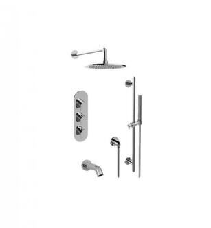 Graff GL3.612WT-LM42E0-PC-T Sento M-Series Full Thermostatic Shower System with Diverter Valve and Lever Handle in Chrome - Trim Only