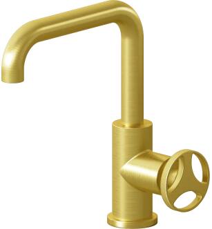 Graff G-11400-C19-BB Harley 8 3/8" Single Hole Bathroom Sink Faucet with C19 Wheel Handle in Brushed Brass PVD
