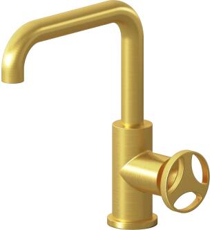 Graff G-11400-C19-BAU Harley 8 3/8" Single Hole Bathroom Sink Faucet with C19 Wheel Handle in Brushed Gold Plated