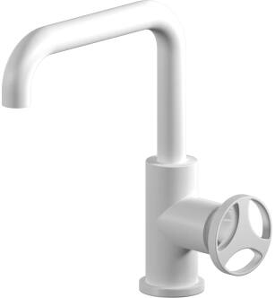 Graff G-11400-C19-WT Harley 8 3/8" Single Hole Bathroom Sink Faucet with C19 Wheel Handle in Architectural White