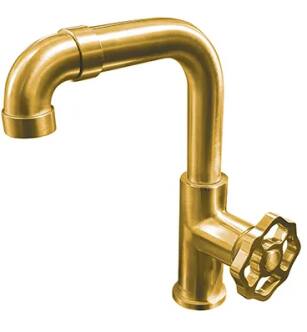 Graff G-11300-C18-AU Vintage 9 1/8" Single Hole Bathroom Sink Faucet with C18 Cross Handle in Gold Plated