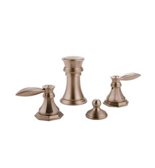 Graff G-1960-LM14-SN Topaz 5 1/4" Double Handle Widespread Bidet Faucet Set with Pop-Up Drain in Satin Nickel