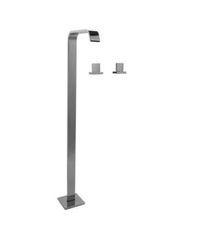 Graff G-3652-C14B-SN Targa 38" Floor Mounted Tub Filler with Deck Mounted Handles in Satin Nickel