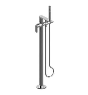 Graff G-6354-LM58N-PC-T Sento 34 3/8" Floor Mounted Tub Filler with Single LM58N Lever Handle and Handshower in Chrome - Trim Only