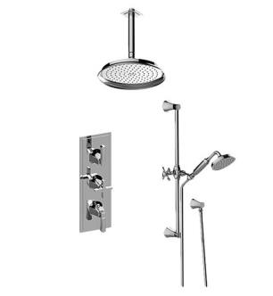 Graff GR3.011WB-2L1C-PC-T Finezza DUE M-Series Thermostatic Shower Set with 2L1C Trim & Handshower in Chrome - Trim Only