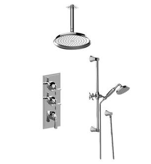 Graff GR3.011WB-1L2C-PC-T Finezza DUE M-Series Thermostatic Shower Set with 1L2C Trim & Handshower in Chrome - Trim Only