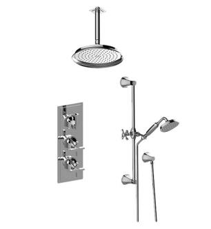 Graff GP3.011WB-2C1L-PC Finezza UNO M-Series Thermostatic Shower Set with 2C1L Trim & Handshower in Chrome - Trim Only