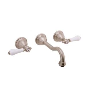 Graff G-2530-LC1-SN Nantucket 7 1/2" Double Handle Wall Mount Widespread Bathroom Sink Faucet in Satin Nickel